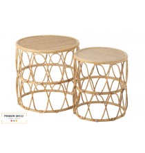 Lot de 2 tables gigognes en rotin