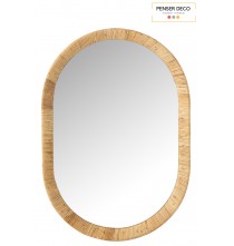 Miroir Ovale En Rotin Naturel, 86 cm