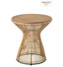 Table gigogne ronde, Rainures en rotin