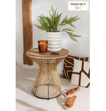 Table gigogne ronde, Rainures en rotin