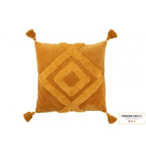 Coussin Floches Carré 63x63 cm, Ocre