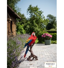 Perroquet rouge XXL, Résine, H.68 cm, garden ID, réaliste, Croix Chatelain