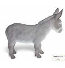 Âne gris XL, Résine, L.93 cm, réaliste, croix chatelain, Garden ID
