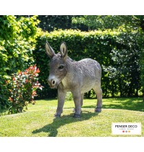 Âne gris XL, Résine, L.93 cm, réaliste, croix chatelain, Garden ID