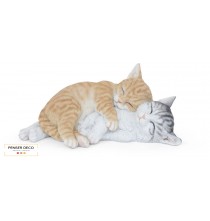 Duo de chaton dormant, Résine, L.28 cm, réaliste, Garden ID, Croix Chatealin