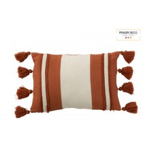 Coussin Ligne + Floches 30x45 cm, Terracotta