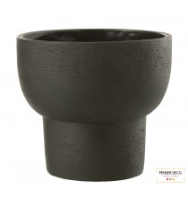 Cache-Pot Ying, Ciment Noir, H.17 cm