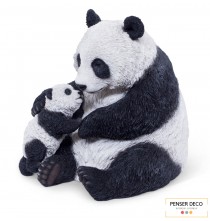 Maman Panda Et Son Bébé, Résine, H.50 cm, réaliste, Garden ID, Croix Chatelain