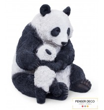 Maman Panda Et Son Bébé, Résine, H.50 cm, réaliste, Garden ID, Croix Chatelain