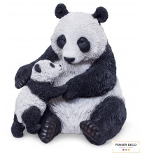 Maman Panda Et Son Bébé, Résine, H.50 cm, réaliste, Garden ID, Croix Chatelain