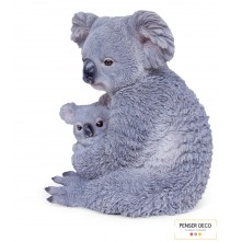 Maman Koala Et Son Bébé, Résine, H.26 cm