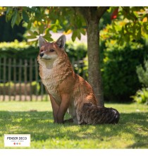 Renard Assis, Résine, H.35 cm, réaliste, Garden Id, Croix Chatelain