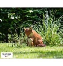 maman Renard Et Son Bébé, Résine, H.25 cm, réaliste, garden ID, Croix Chatelain