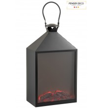 Cheminée LED Lanterne Noir