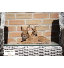 Maman lapin et son bébé, Résine, L.27 cm, croix chatelain, animal réaliste extérieur