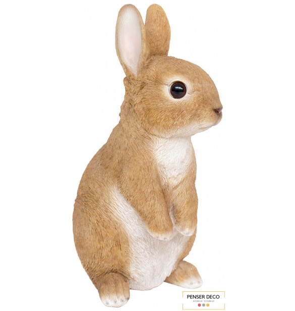 Lapin debout, Résine, H.22 cm, croix chatelain, animal extérieur réaliste