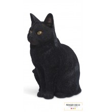 Chat Noir, Résine, H.30 cm, animal réaliste pour extérieur