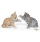 Chaton jouant, Résine, H.17 cm, roux, gris, animaux réaliste