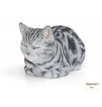 Chat Tigré Gris, Résine, L.35 cm, animal réaliste extérieur