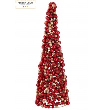 Cône de Noël, Boules Rouge & Or, H.70 cm, sapin de noël