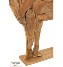 Cerf En Bois Naturel, H.140 cm, extérieur, Noël, Intérieur