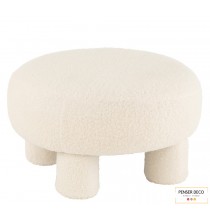 Pouf Rond Teddy, Laine Bouclé, Ø.52 cm, fauteuil mouton