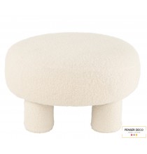 Pouf Rond Teddy, Laine Bouclé, Ø.52 cm, fauteuil mouton