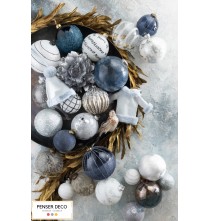 Lot de 4 Boules de Noël Bleu Givrées