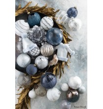 Lot de 6 Boules de Noël Verre Mat Glacé