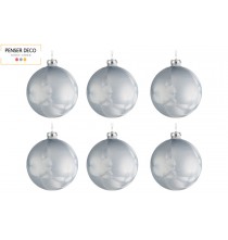 Lot de 6 Boules de Noël Verre Mat Glacé