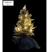 Sapin de Noël, LED, H.49,5 cm, Pot en Jute