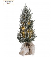 Sapin de Noël, LED, H.58 cm, Pot en Jute