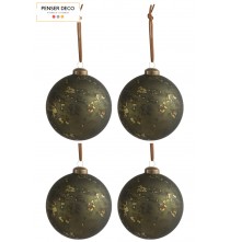 Lot de 4 Boules de Noël Antique Vert