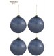 Lot de 4 Boules de Noël Perles Bleu scintillantes