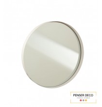 Miroir rond en métal blanc, Ø.50 cm