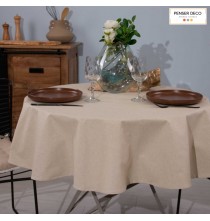 Nappe de table extérieur ronde, Lino beige