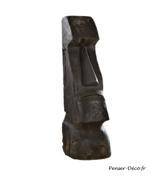 Statue Moaï 100 cm, pierre reconstitué, ile de paque, Penser-déco.fr