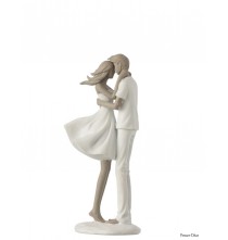 Statuette Couple résine Blanc/Taupe